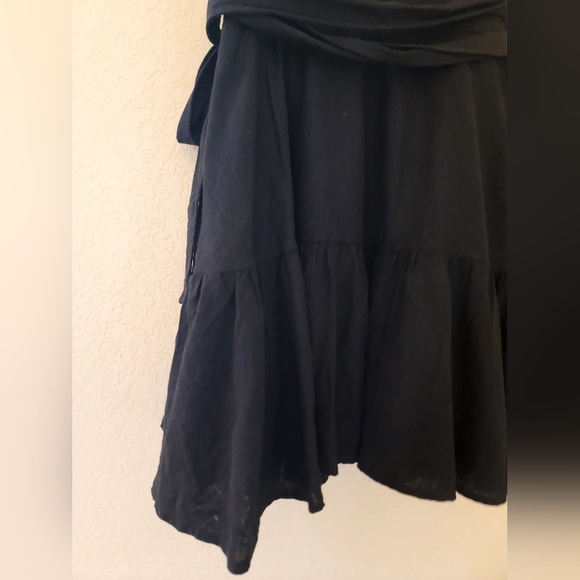 Christian Lacroix Black Linen Wrap Dress Womens Size Medium Sleeveless Pockets - Picture 12 of 16